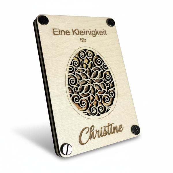 Holzkarte zu Ostern: Stilvolle Geldgeschenke personalisiert mit Namen – Die perfekte Geschenkidee für deine Liebsten!